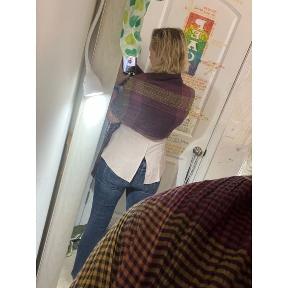 COPY - ❤️🧣BEAUTIFUL DESIGNER SCARF🧣❤️INFINITY LONG EUC GIFT Purple Plaid Print - Picture 3 of 9